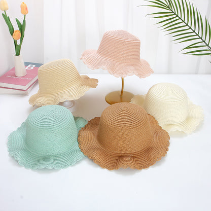 Adjustable Kids Wave Straw Hat Sun Protection Hat Blank