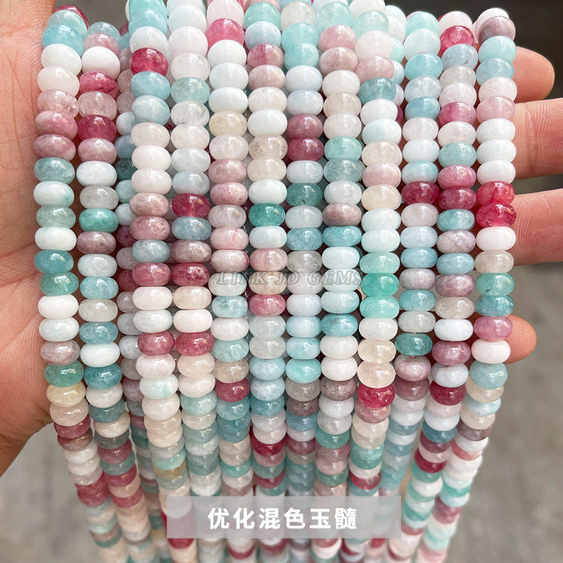 8 * 5Mm multi-colored chalcedony smooth abacus beads loose beads