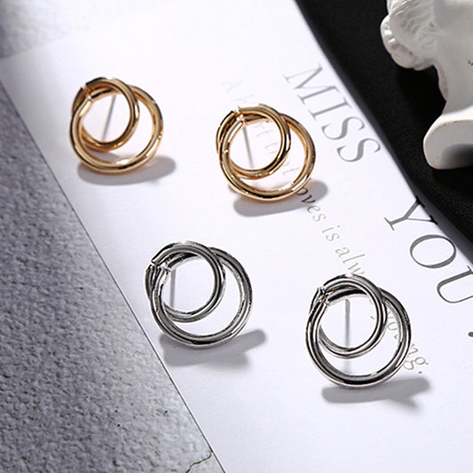 Geometric circle stud earrings chic simplicity