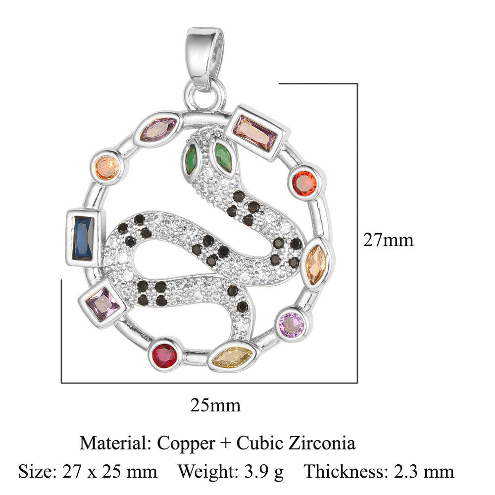 Fly color zirconium copper micro-inlaid necklace pendant