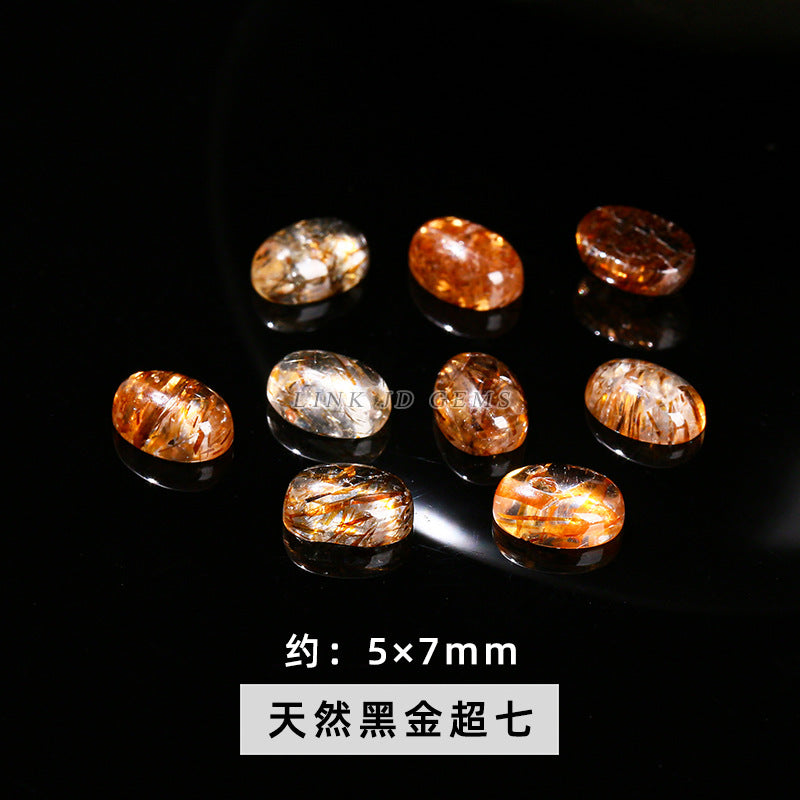 Natural crystal egg-shaped ring surface loose stone single loose bead