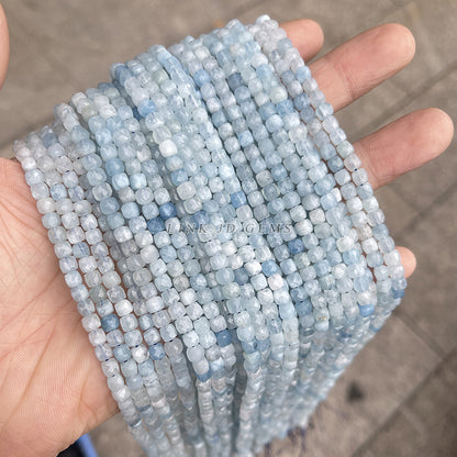 4-5Mm natural aquamarine faceted square beads loose beads