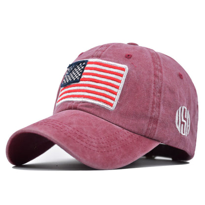 Gorra de béisbol lavada con bandera de EE. UU. 