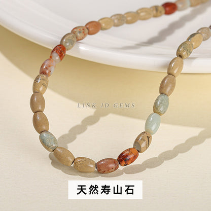 4X6mm natural Shoushan stone rice beads loose beads