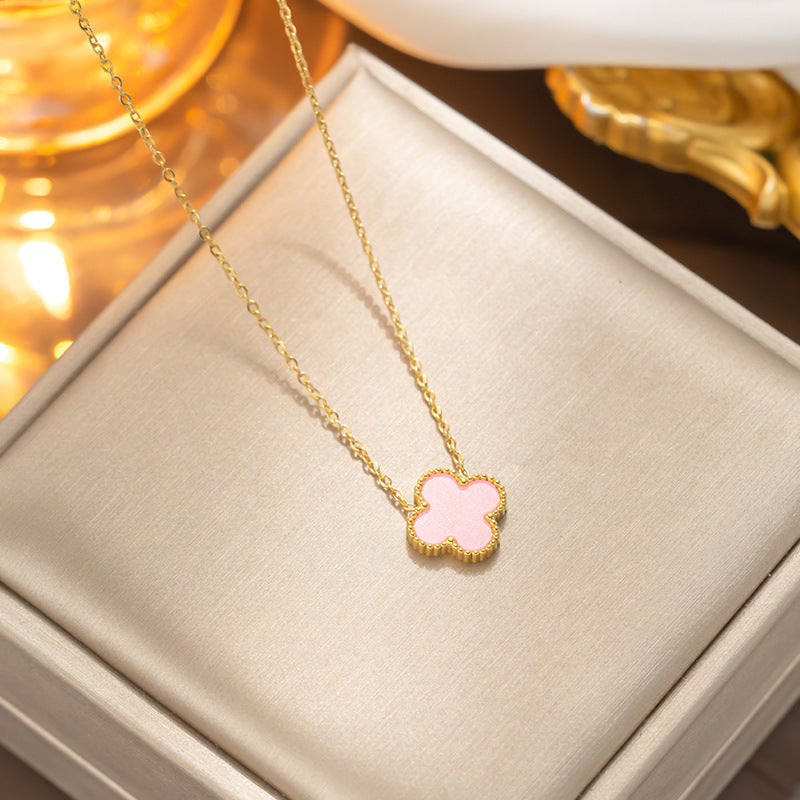 Classic Korean Double-sided Clover Necklace, Non-fading