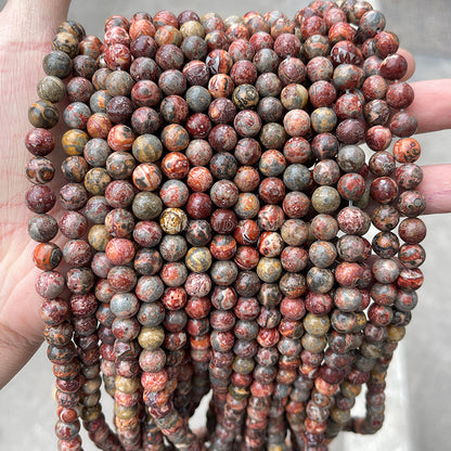 Natural red leopard skin stone loose beads