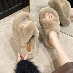 7Cm thick-bottomed fluffy slippers women