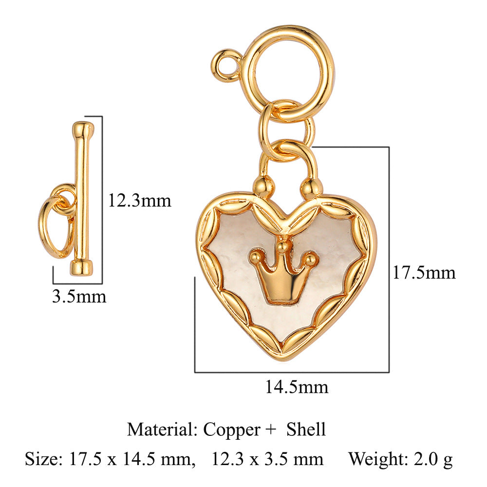 Mother shell love lock copper connecting buckle ending buckle