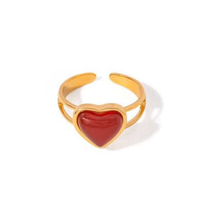 Red agate heart ring