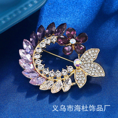 High-end crystal garland brooch