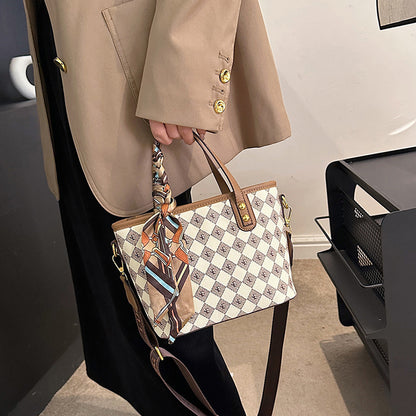 Silk scarf shoulder handheld tote bag women