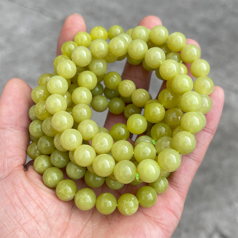 Natural cauliflower jade bracelet, lemon stone topaz single ring.