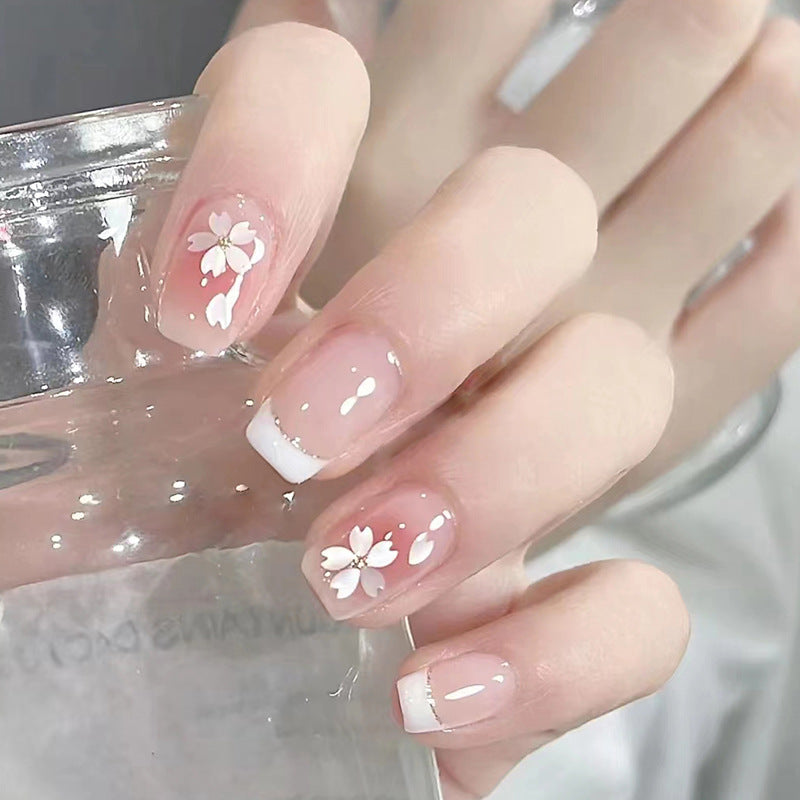 Summer Sweet Cool Camellia Short Thin Wearable Nails