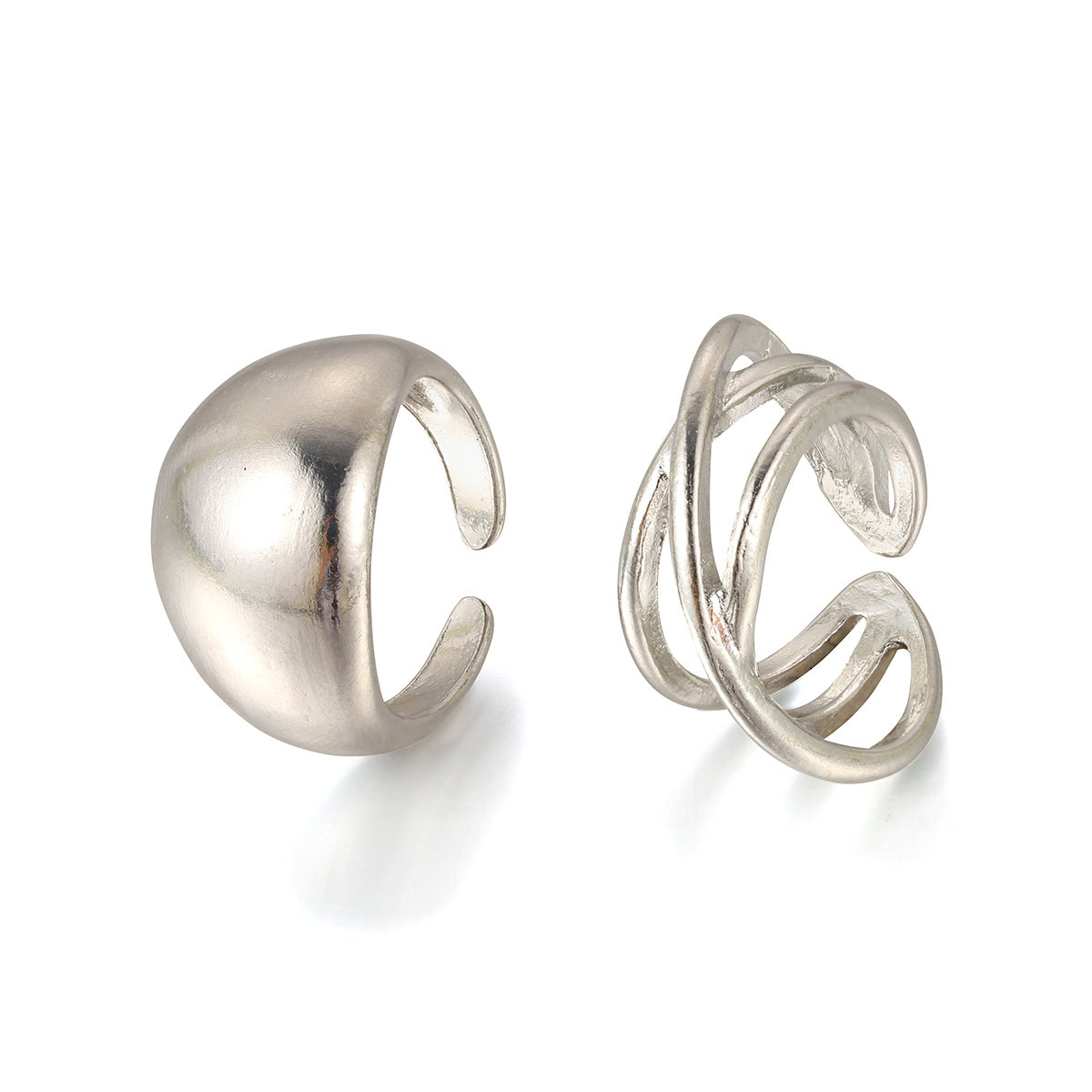 Cross-Twist Metal Open Ring Set