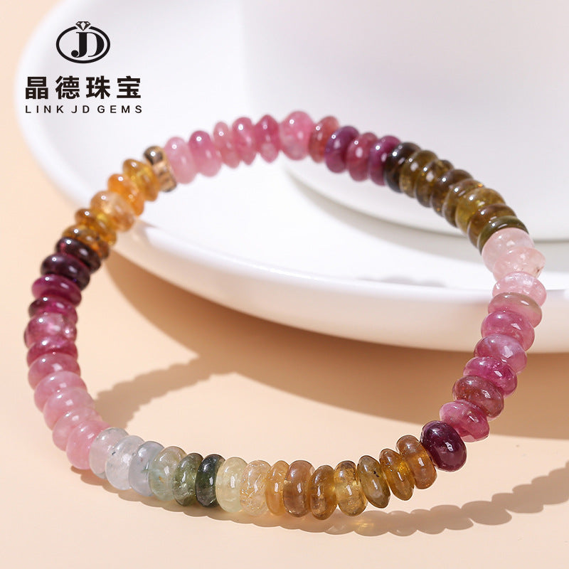 Natural color tourmaline abacus bead bracelet