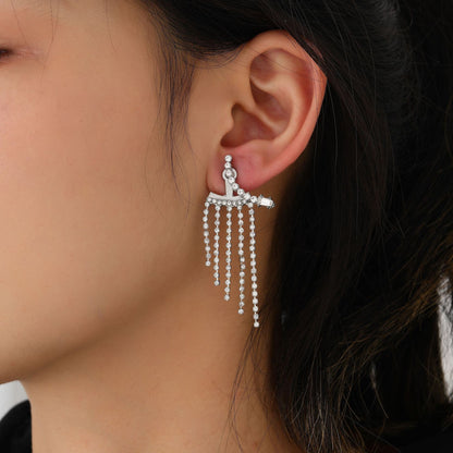 Sparkling diamond tassel elegant ladies earrings