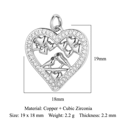 Peach heart lock key copper zircon pendant