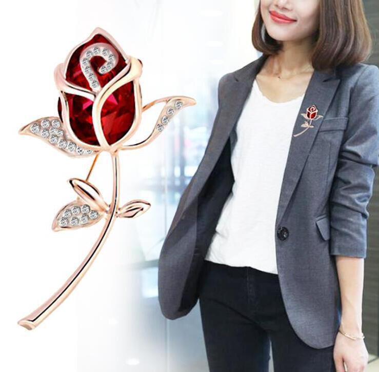 Red rose brooch FASHION