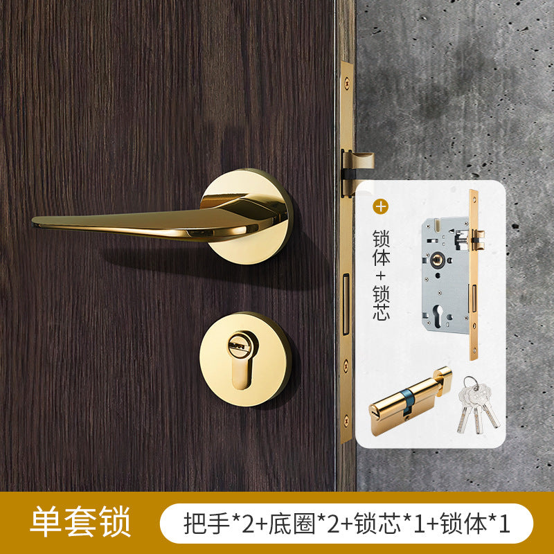 Gold silent brass door lock