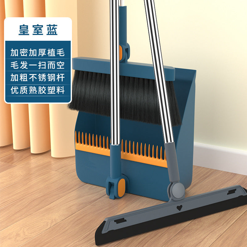 Folding Broom and Dustpan Set, Soft Brush, Hair-Resistant