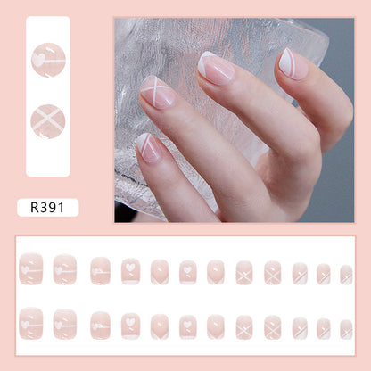 Wearable Blush Short Removable Nail Stickers