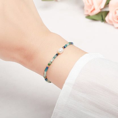 Five-color natural stone crystal sugar cube bracelet