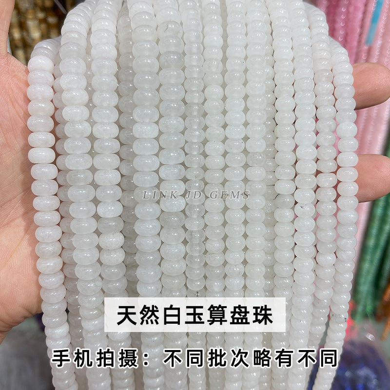 晶德珠宝 绿东陵玉算盘珠 DIY饰品配件项链手链玉石串珠厂家批发