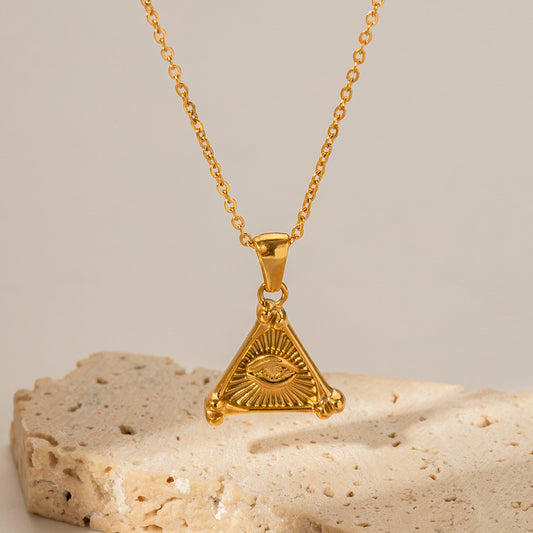 Triangle Evil Eye Pendant Necklace