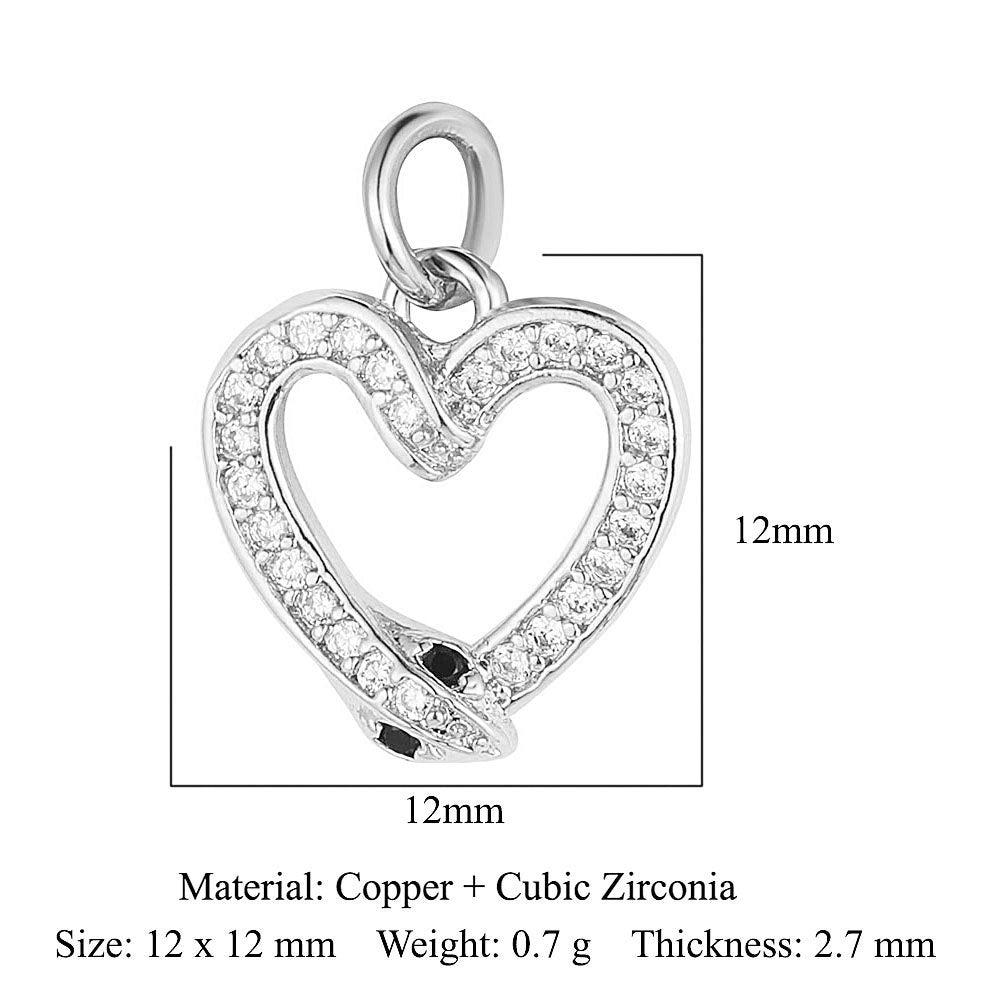 Heart-shaped copper zircon pendant bear snake scorpion