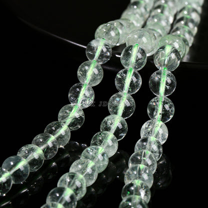 Pulsera de cuentas sueltas de cristal verde natural de alta transparencia 