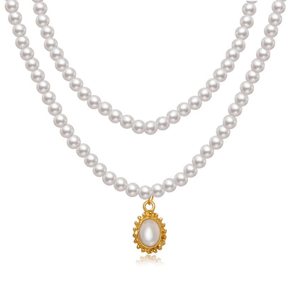 Temperament double layer pearl necklace wholesale