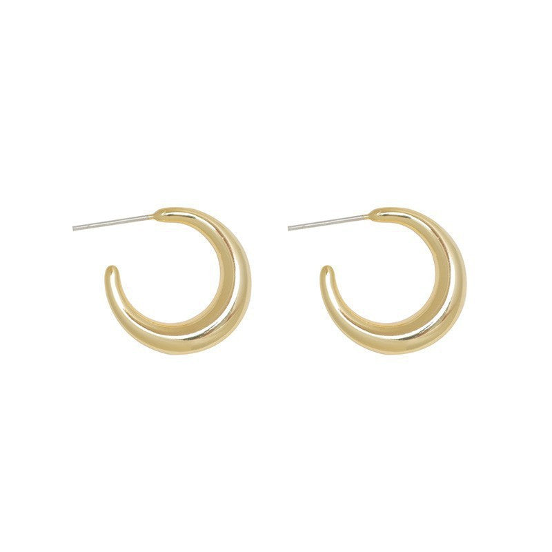 Luxe Metal Crescent Hoop Earrings Minimalist Chic Ins Style