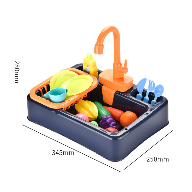 Children's Pretend Play Dishwasher Toy Early Education Infant and Toddler Electric Dishwashing Sink Automatic Water Dispensing Vegetable Washing Station