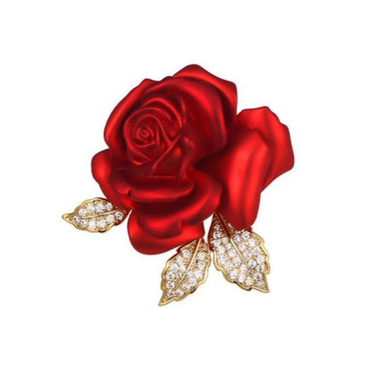 Red Rose Temperament Brooch