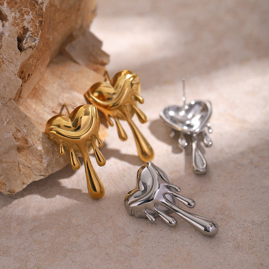 18k gold melting heart earrings