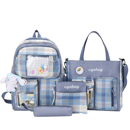 4-piece school bag ulzzang backpack