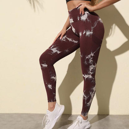 Trending Cross-Border Euro Tie-Dye High-Stretch Yoga Pants