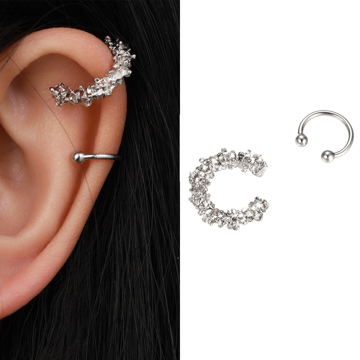 Non-pierced ear bone clip 2-piece set