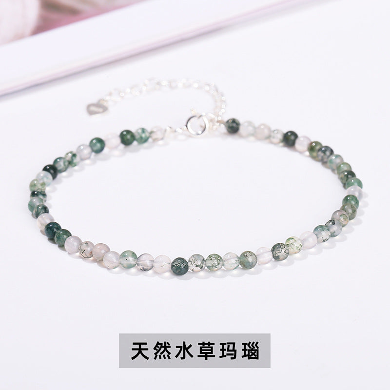 3Mm natural stone crystal agate round bead extremely fine bracelet