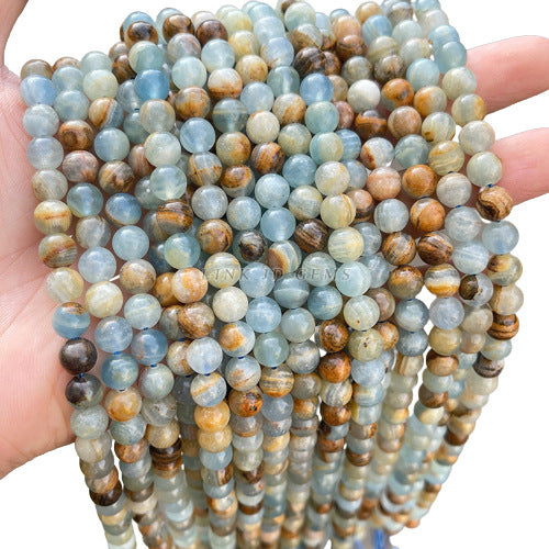 Natural blue calcite beads