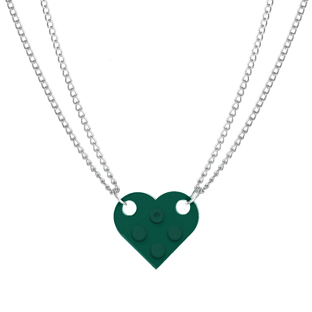 Love pendant double layer bead necklace