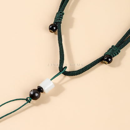 Dark green jadeite necklace rope