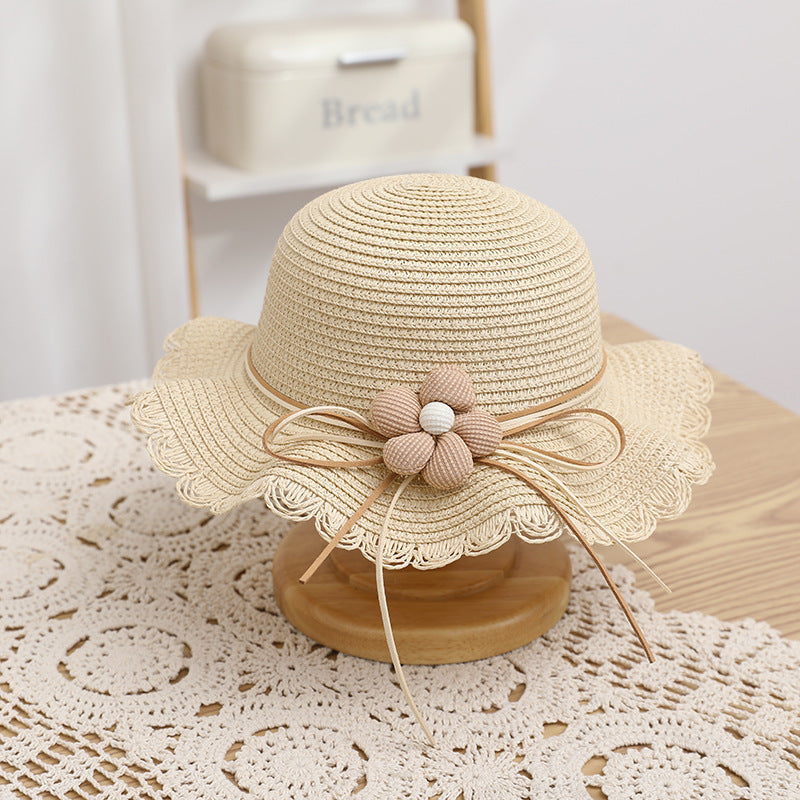 Kids Hat Girls' Summer Fisherman Straw Bag Set Stylish Cute Floral Sun