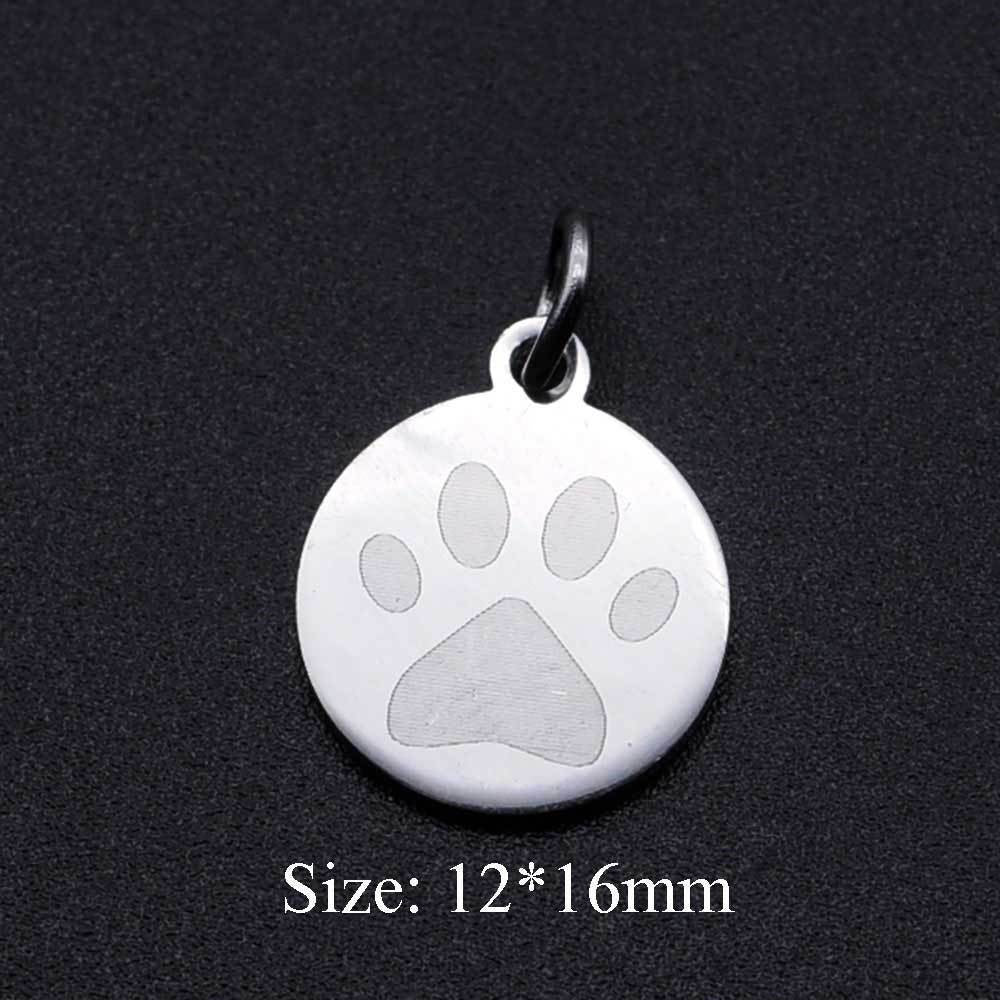 5 pcs/titanium steel fully polished dog paw DIY pendant