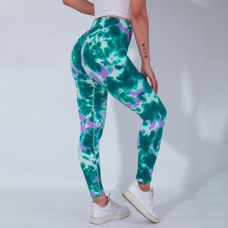 Tie-Dye High-Waist Butt-Lifting Sports Pants for Women