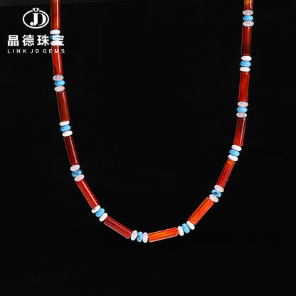 7A agate round tube necklace