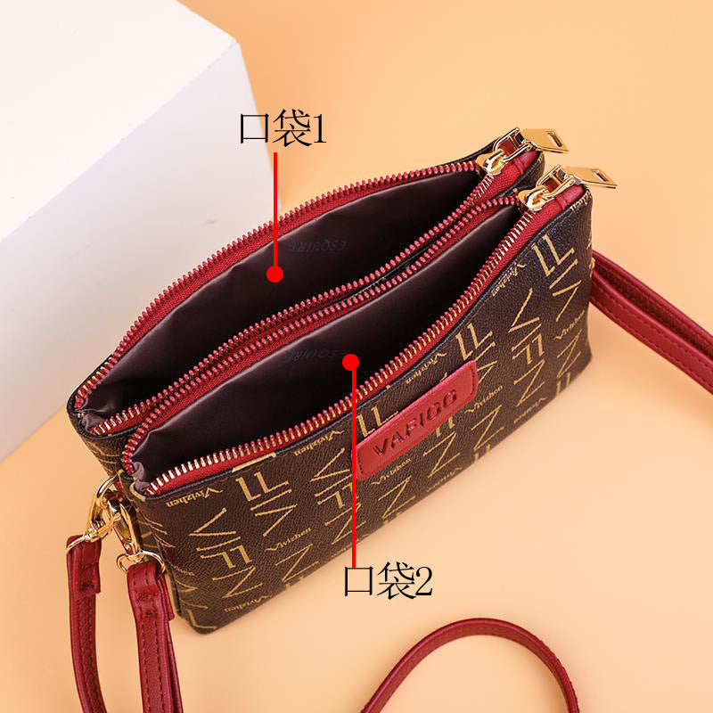 Mobile phone bag double zipper wallet