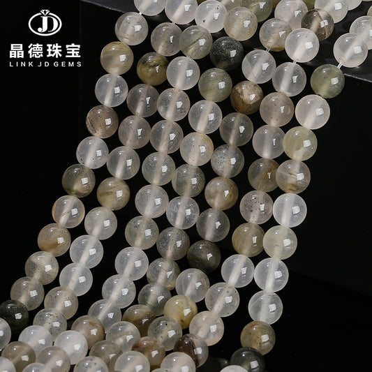 Natural stone crystal loose beads green grass wafer beads