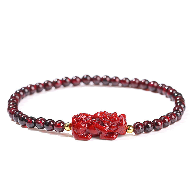 Natural garnet purple sand Pixiu bracelet