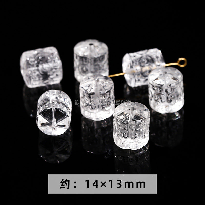 Natural white crystal jewelry accessories loose bead engraving